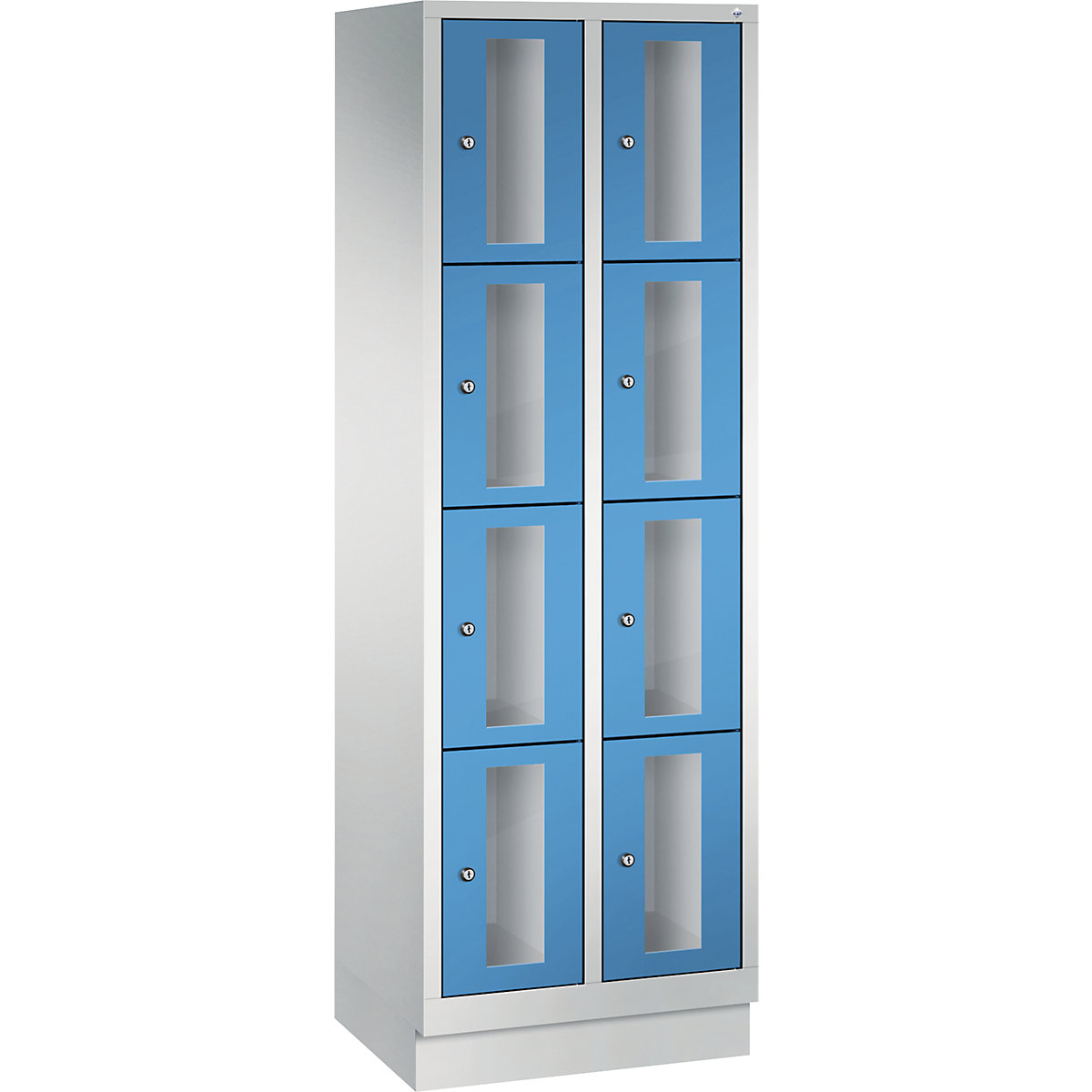 CLASSIC Fächerschrank, Fachhöhe 375 mm, mit Sockel C+P, 8 Fächer, Breite 610 mm, Tür lichtblau-8