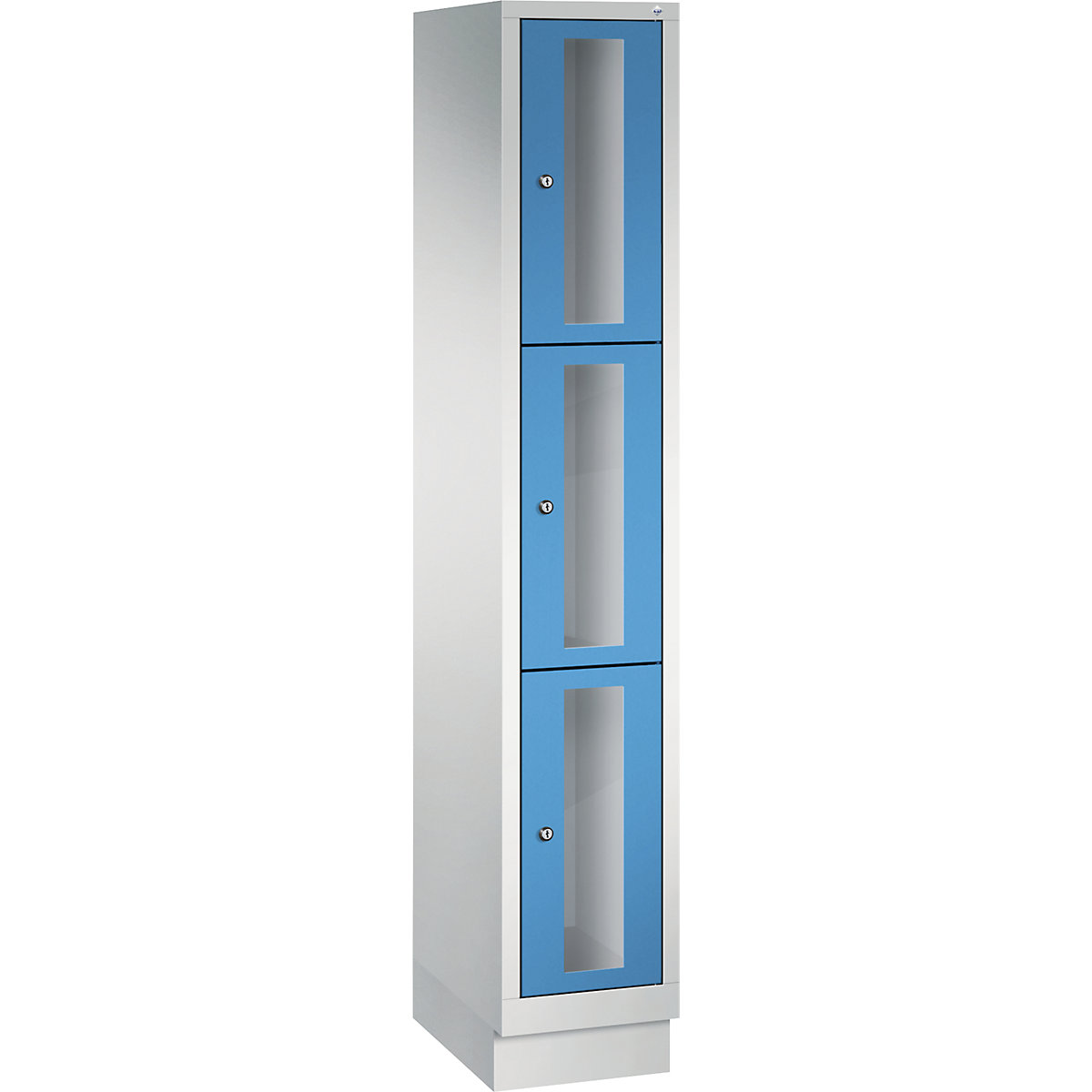 CLASSIC Fächerschrank, Fachhöhe 510 mm, mit Sockel C+P, 3 Fächer, Breite 320 mm, Tür lichtblau-3