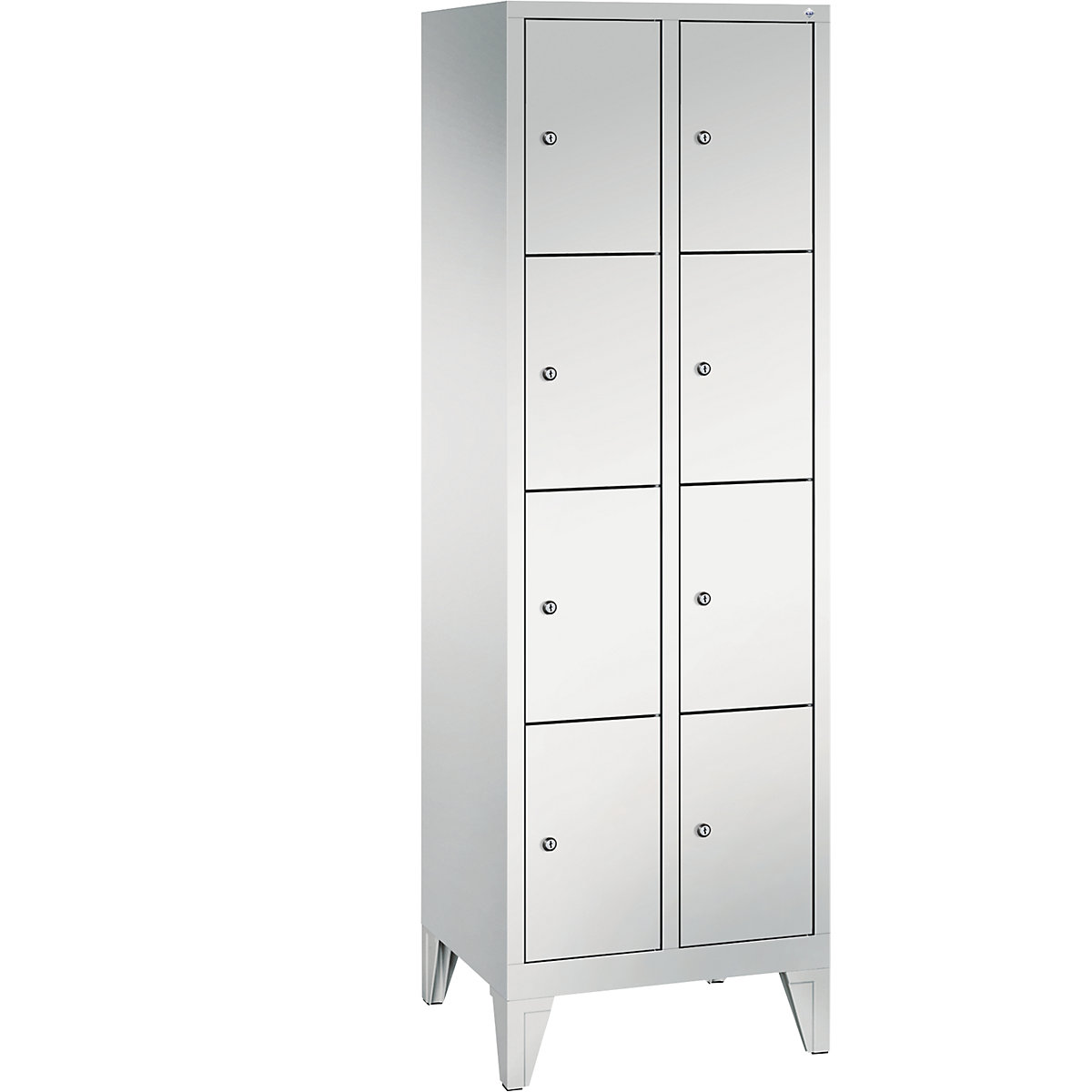 CLASSIC Fächerschrank mit Füßen C+P, 2 Abteile, je 4 Fächer, Abteilbreite 300 mm, lichtgrau-8