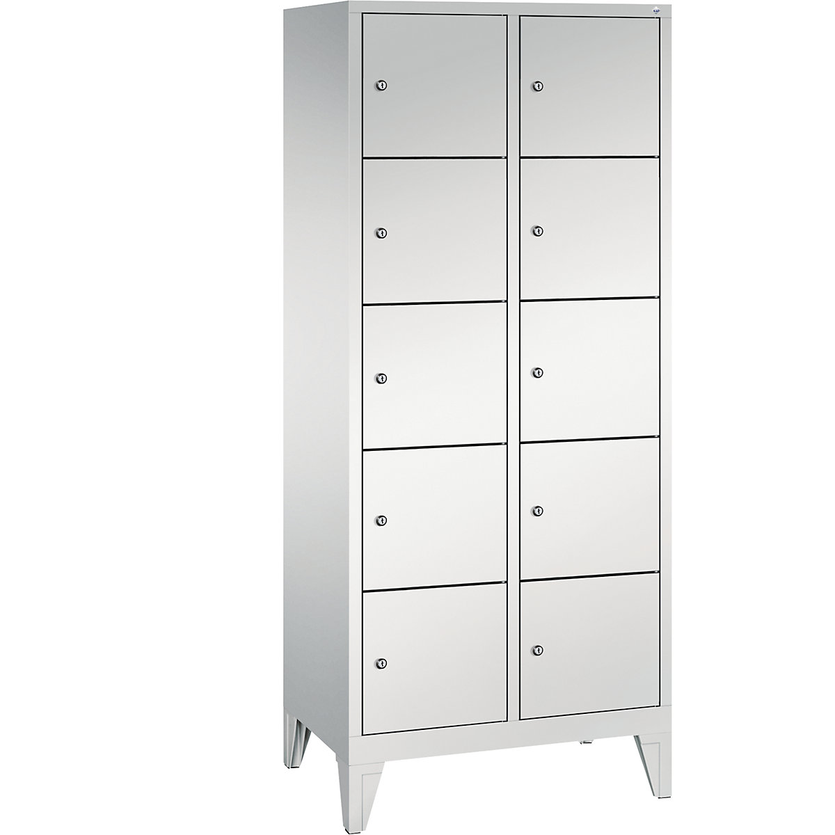 CLASSIC Fächerschrank mit Füßen C+P, 2 Abteile, je 5 Fächer, Abteilbreite 400 mm, lichtgrau-7