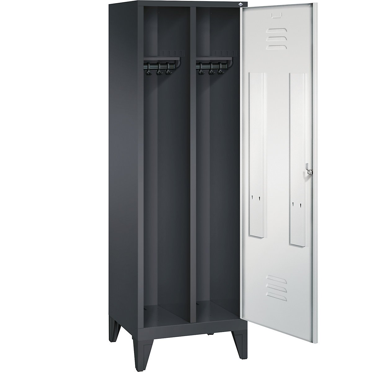CLASSIC Garderobenschrank mit Füßen, Tür über 2 Abteile C+P (Produktabbildung 2)-1