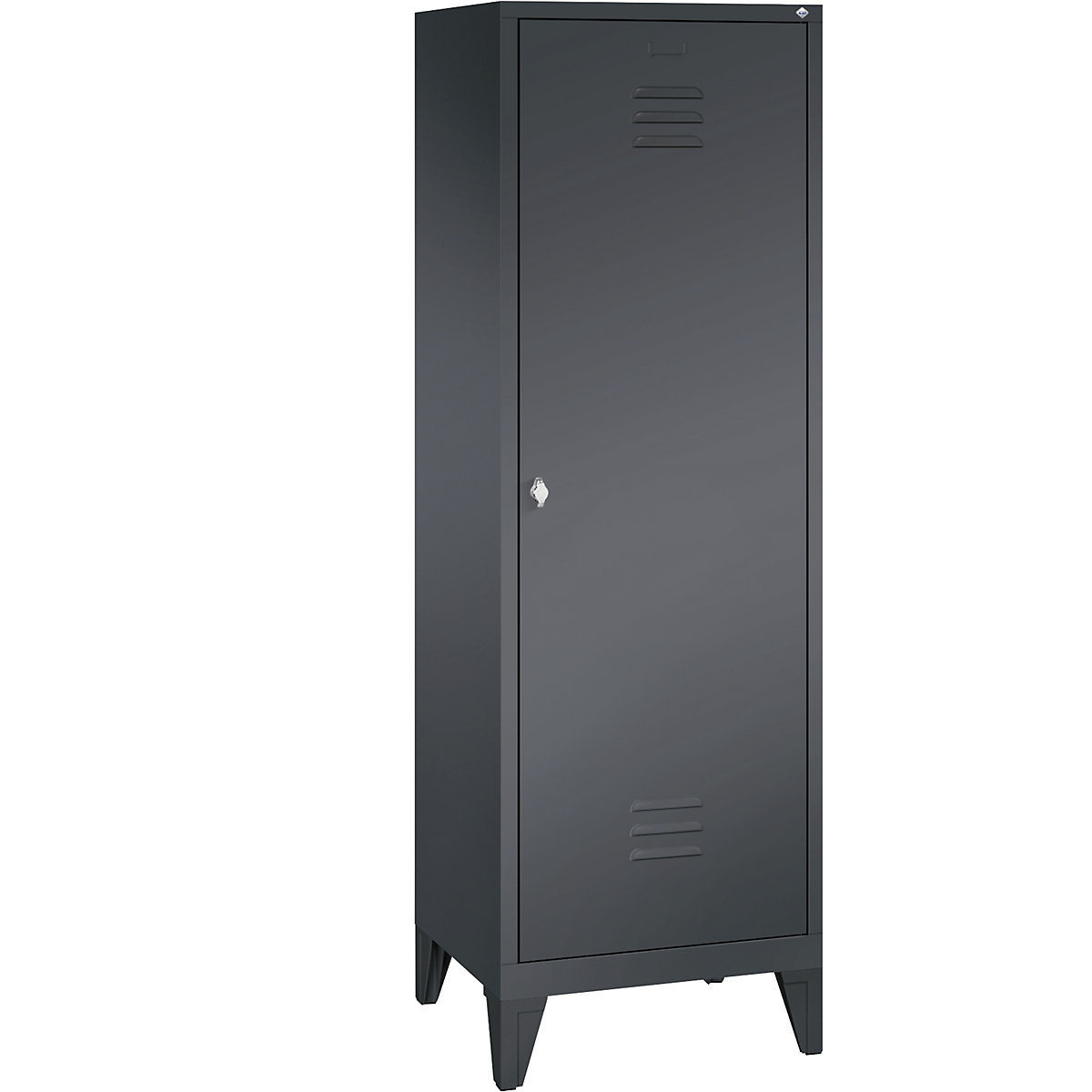 C+P CLASSIC Garderobenschrank mit Füßen, Tür über 2 Abteile, 2 Abteile, Abteilbreite 300 mm, schwarzgrau