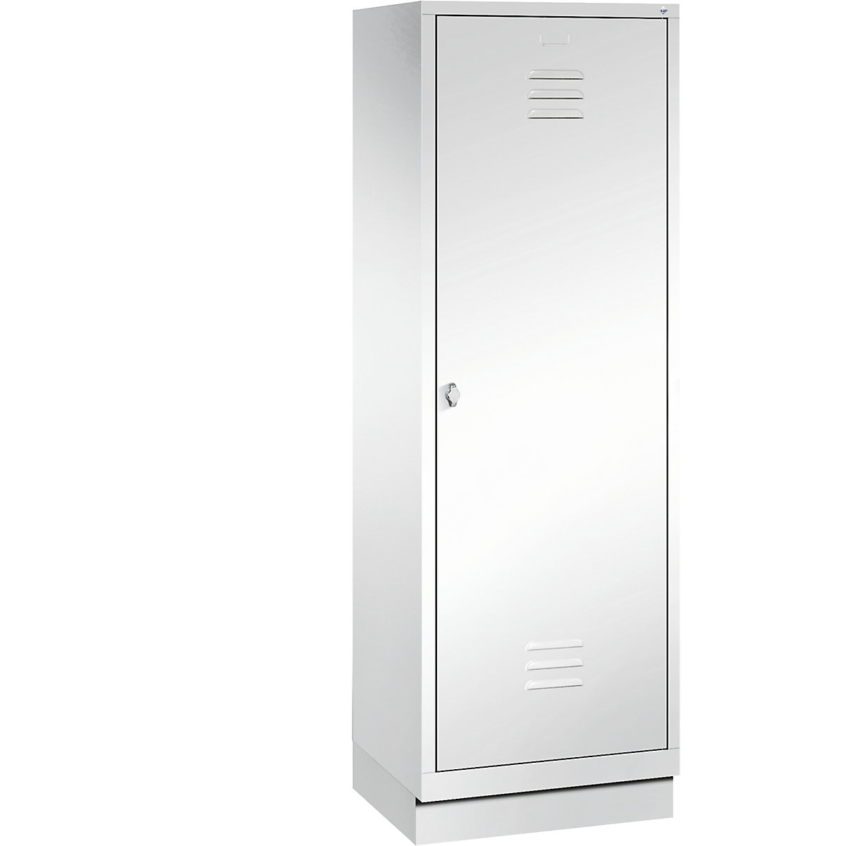 CLASSIC Garderobenschrank mit Sockel, Tür über 2 Abteile C+P, 2 Abteile, Abteilbreite 300 mm, verkehrsweiß-7