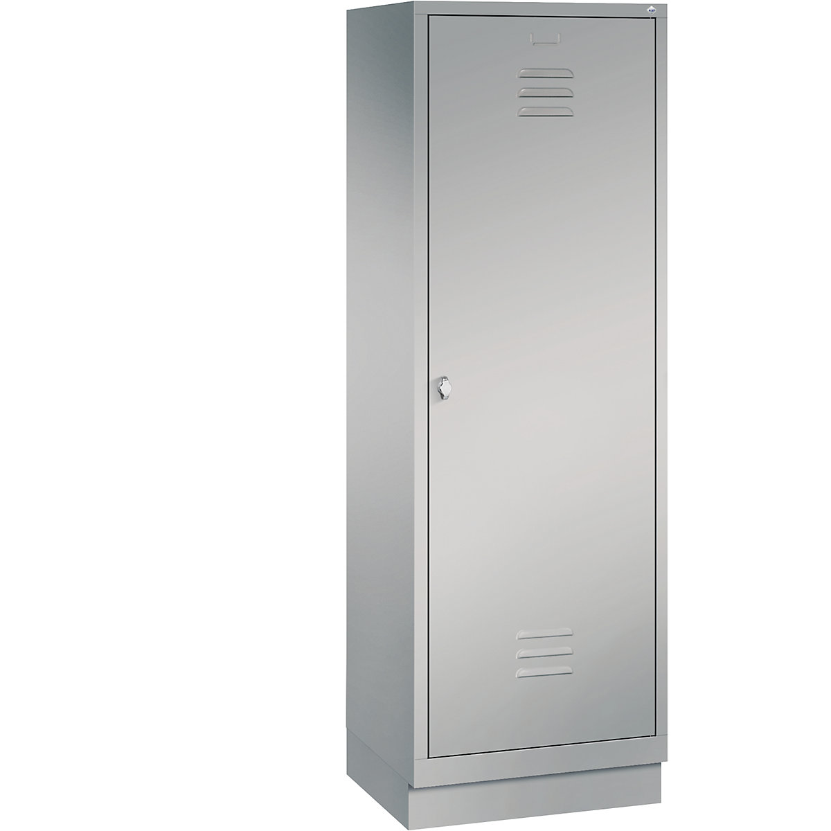 CLASSIC Garderobenschrank mit Sockel, Tür über 2 Abteile C+P, 2 Abteile, Abteilbreite 300 mm, weißaluminium-6