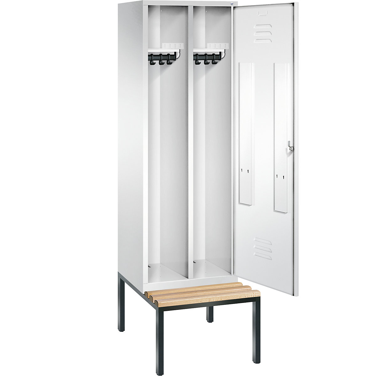 CLASSIC Garderobenschrank mit untergebauter Sitzbank, Tür über 2 Abteile C+P (Produktabbildung 24)-23