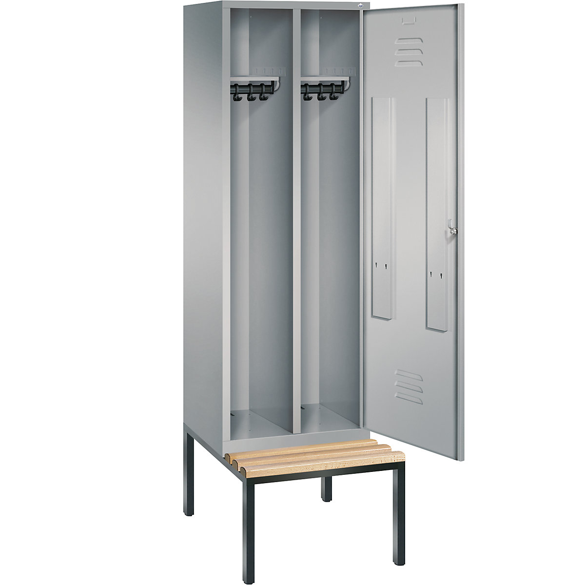 CLASSIC Garderobenschrank mit untergebauter Sitzbank, Tür über 2 Abteile C+P (Produktabbildung 21)-20