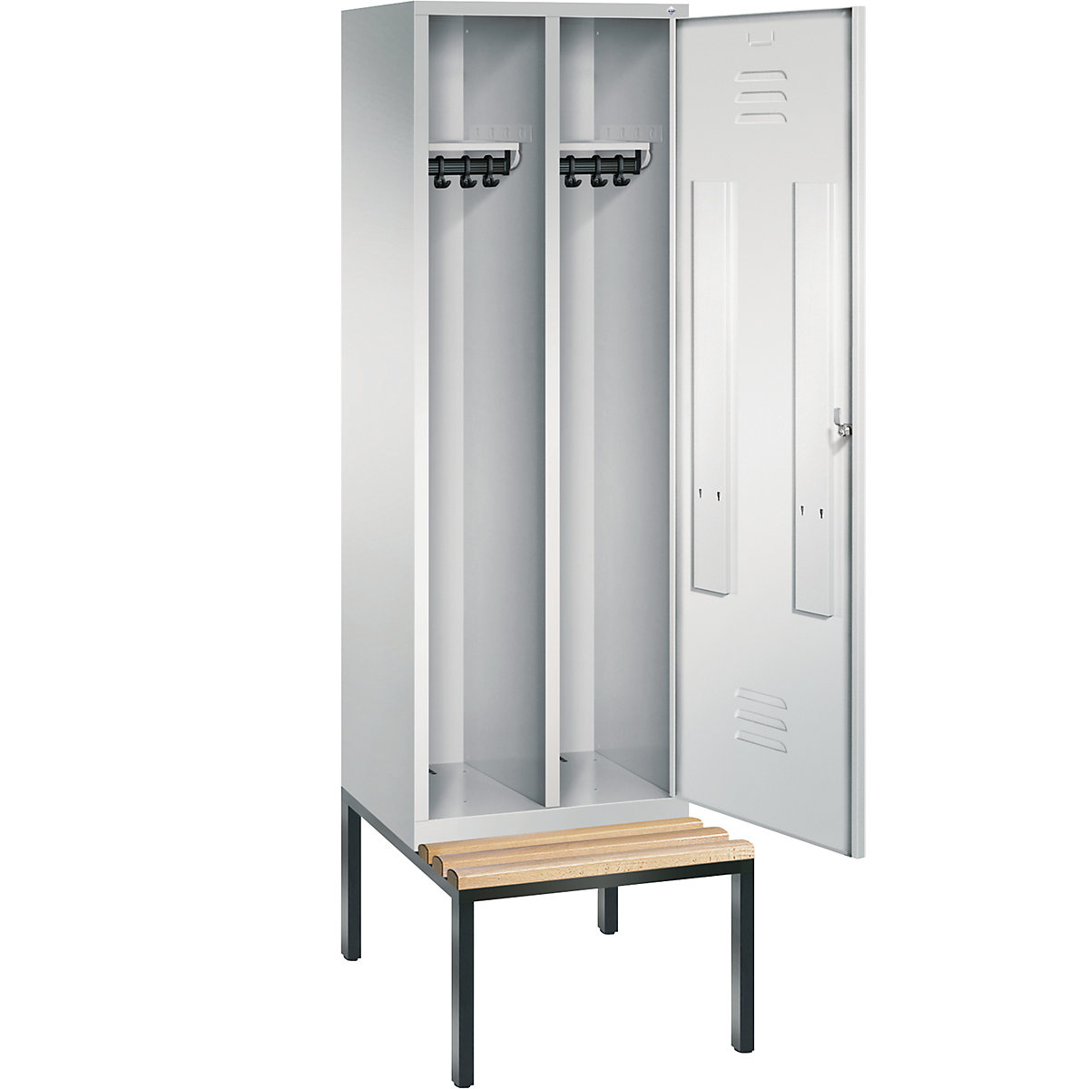 CLASSIC Garderobenschrank mit untergebauter Sitzbank, Tür über 2 Abteile C+P (Produktabbildung 19)-18