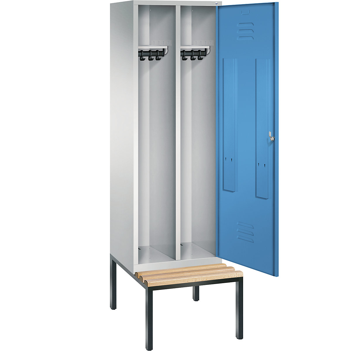CLASSIC Garderobenschrank mit untergebauter Sitzbank, Tür über 2 Abteile C+P (Produktabbildung 22)-21