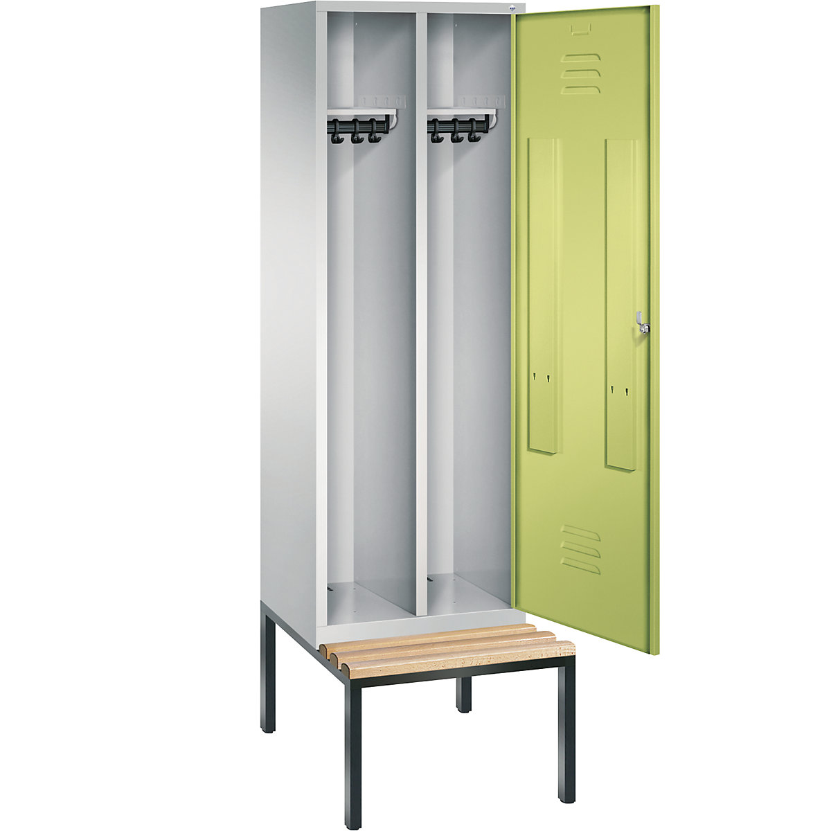 CLASSIC Garderobenschrank mit untergebauter Sitzbank, Tür über 2 Abteile C+P (Produktabbildung 23)-22