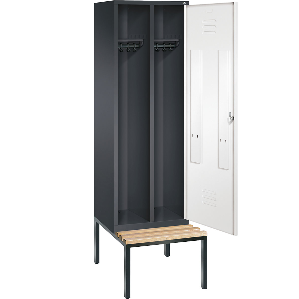 CLASSIC Garderobenschrank mit untergebauter Sitzbank, Tür über 2 Abteile C+P (Produktabbildung 28)-27