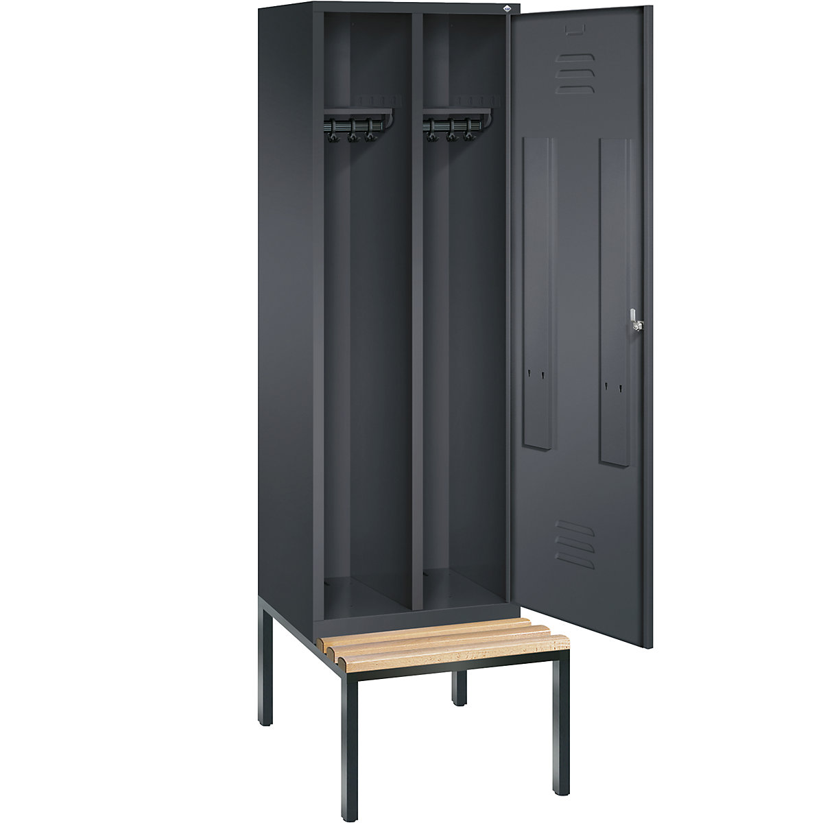 CLASSIC Garderobenschrank mit untergebauter Sitzbank, Tür über 2 Abteile C+P (Produktabbildung 20)-19
