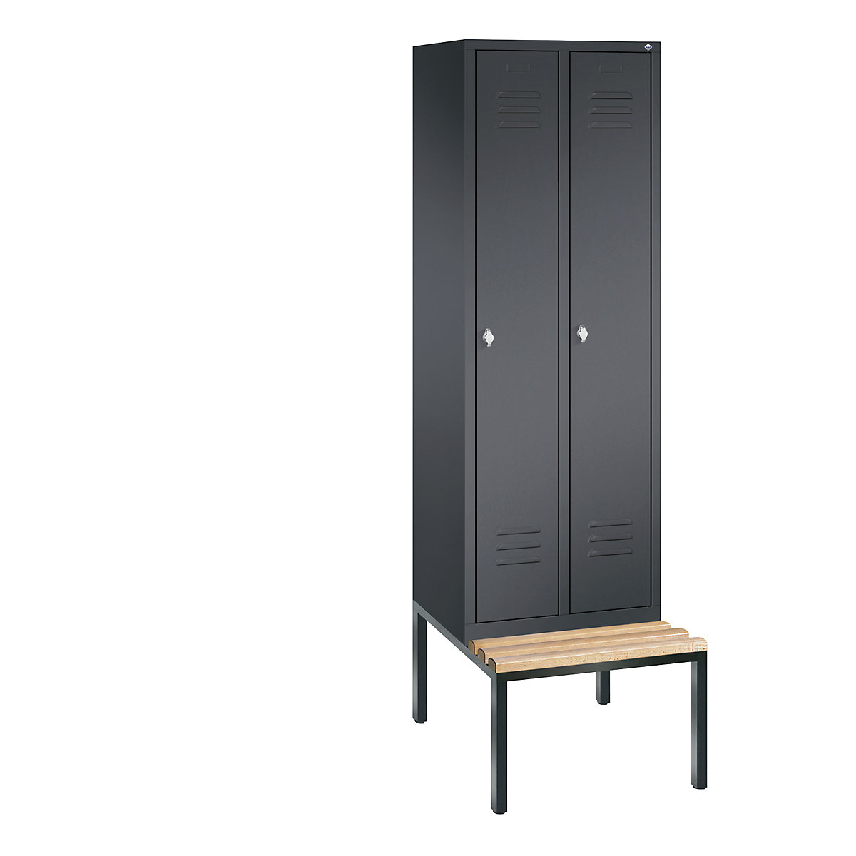 CLASSIC Garderobenschrank mit untergebauter Sitzbank C+P, 2 Abteile, Abteilbreite 300 mm, schwarzgrau-14