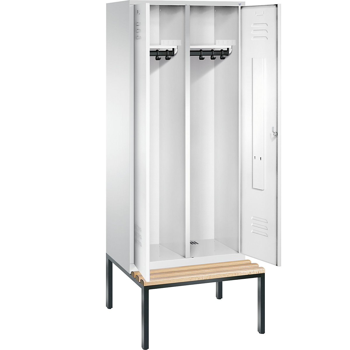 CLASSIC Garderobenschrank mit untergebauter Sitzbank, zueinander schlagende Türen C+P (Produktabbildung 28)-27