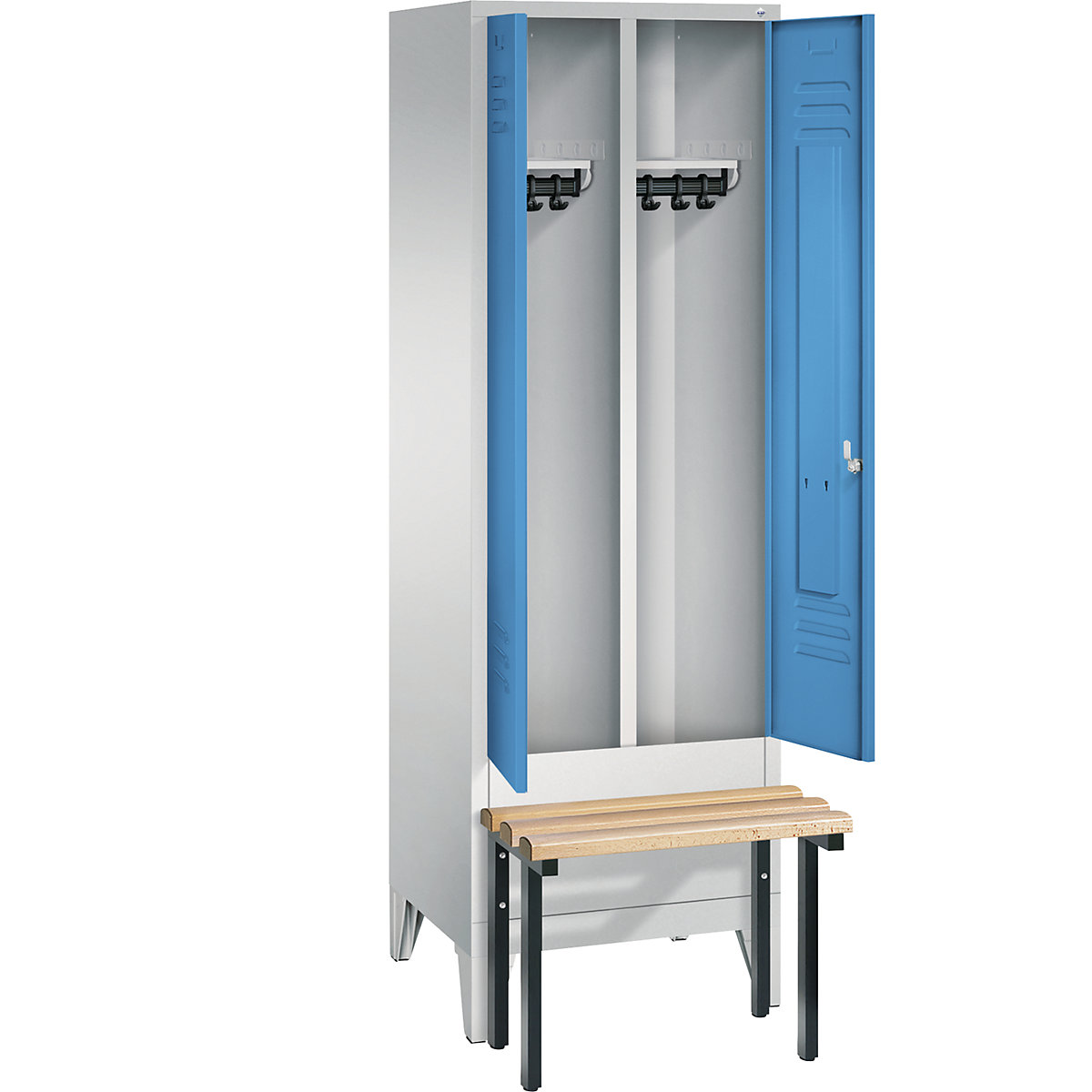 CLASSIC Garderobenschrank mit vorgebauter Sitzbank, zueinander schlagende Türen C+P (Produktabbildung 22)-21