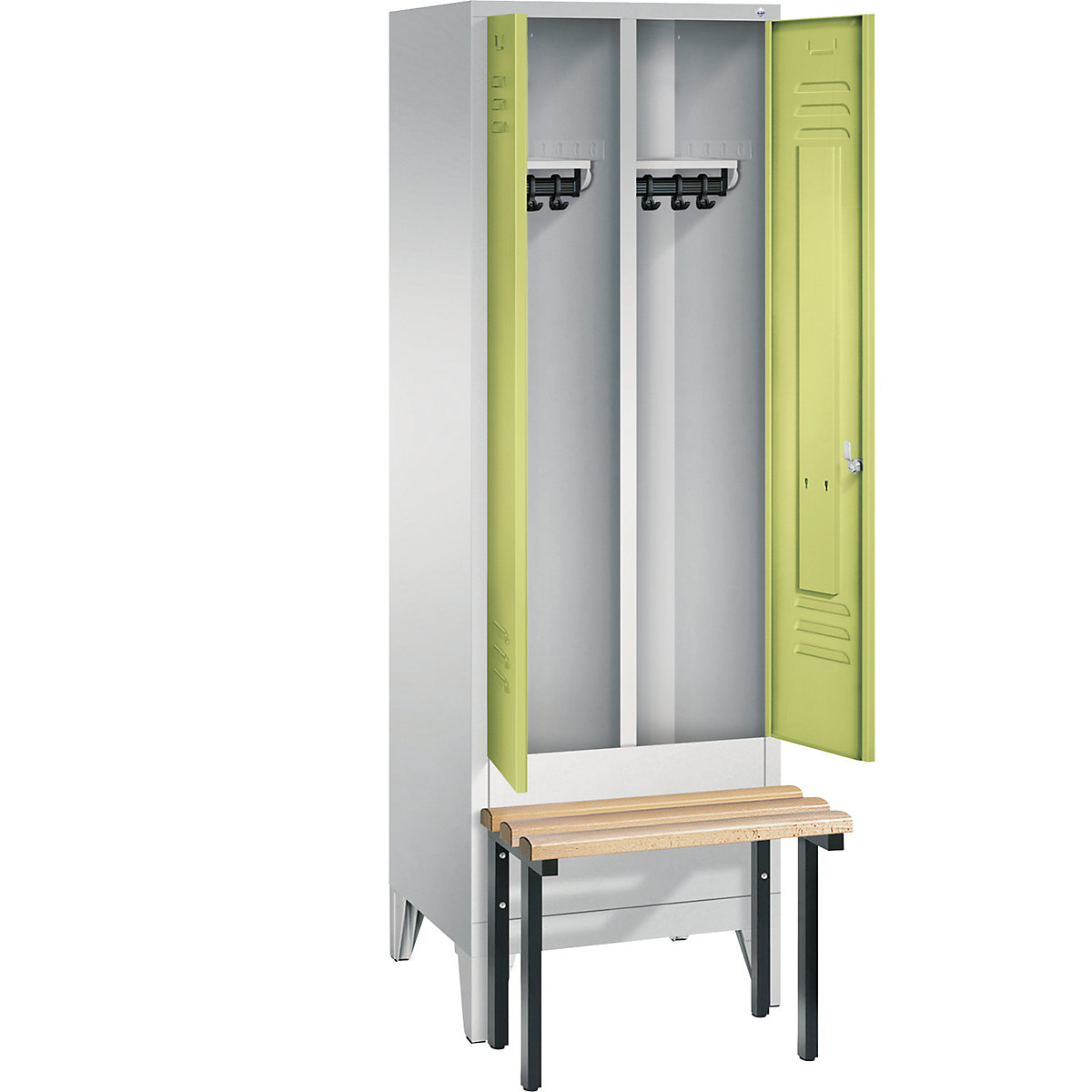 CLASSIC Garderobenschrank mit vorgebauter Sitzbank, zueinander schlagende Türen C+P (Produktabbildung 27)-26