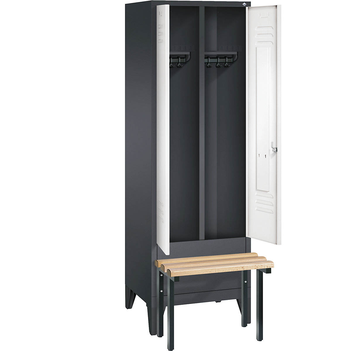 CLASSIC Garderobenschrank mit vorgebauter Sitzbank, zueinander schlagende Türen C+P (Produktabbildung 24)-23