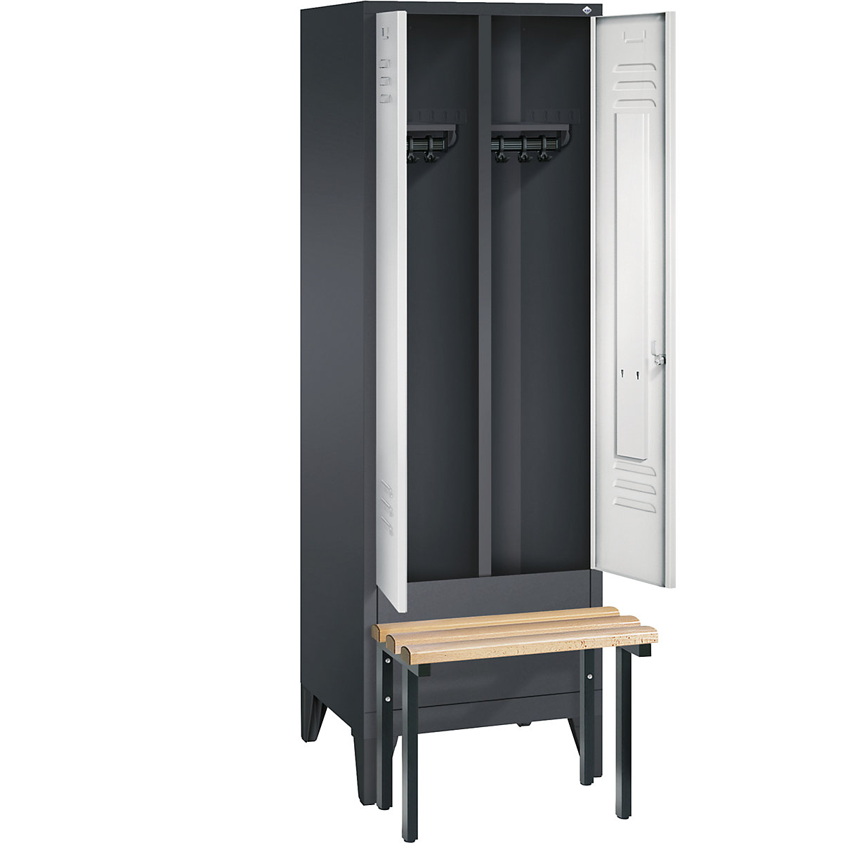CLASSIC Garderobenschrank mit vorgebauter Sitzbank, zueinander schlagende Türen C+P (Produktabbildung 20)-19