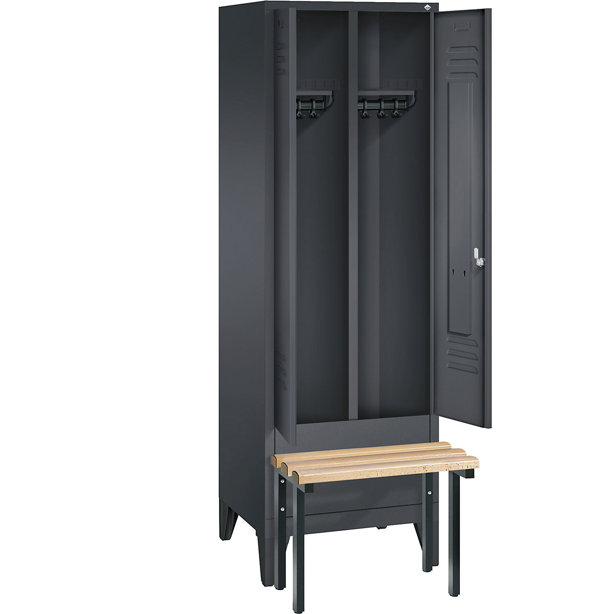 CLASSIC Garderobenschrank mit vorgebauter Sitzbank, zueinander schlagende Türen C+P (Produktabbildung 18)-17