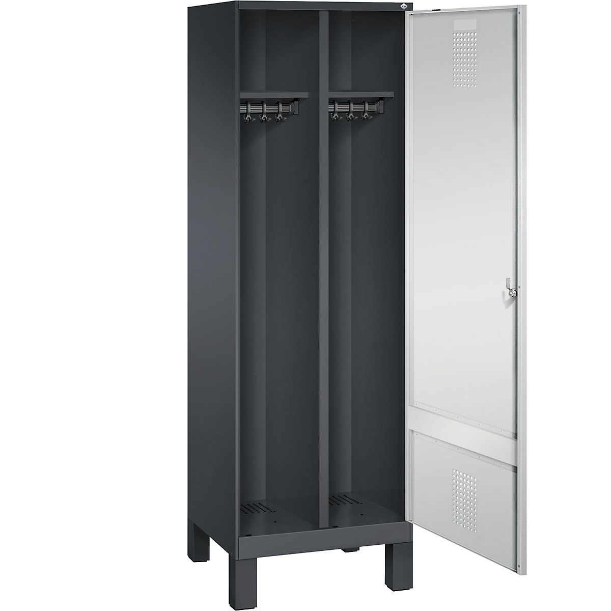 EVOLO Garderobenschrank, Tür über 2 Abteile, mit Füßen C+P (Produktabbildung 21)-20