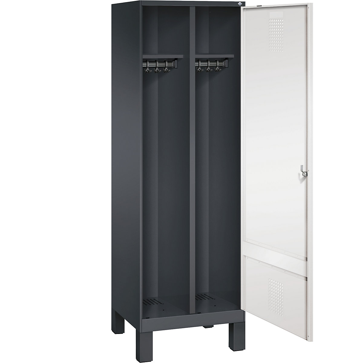 EVOLO Garderobenschrank, Tür über 2 Abteile, mit Füßen C+P (Produktabbildung 2)-1