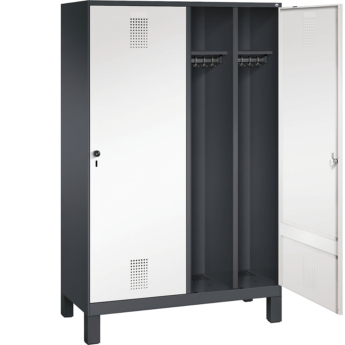 EVOLO Garderobenschrank, Tür über 2 Abteile, mit Füßen C+P (Produktabbildung 2)-1