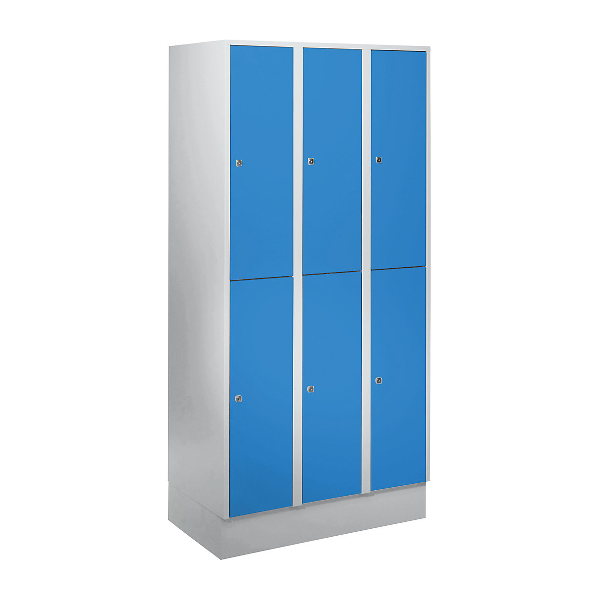 Garderobenschrank mit Sockel Wolf, HxBxT 1800 x 900 x 500 mm, 6 Fächer, lichtblau-4