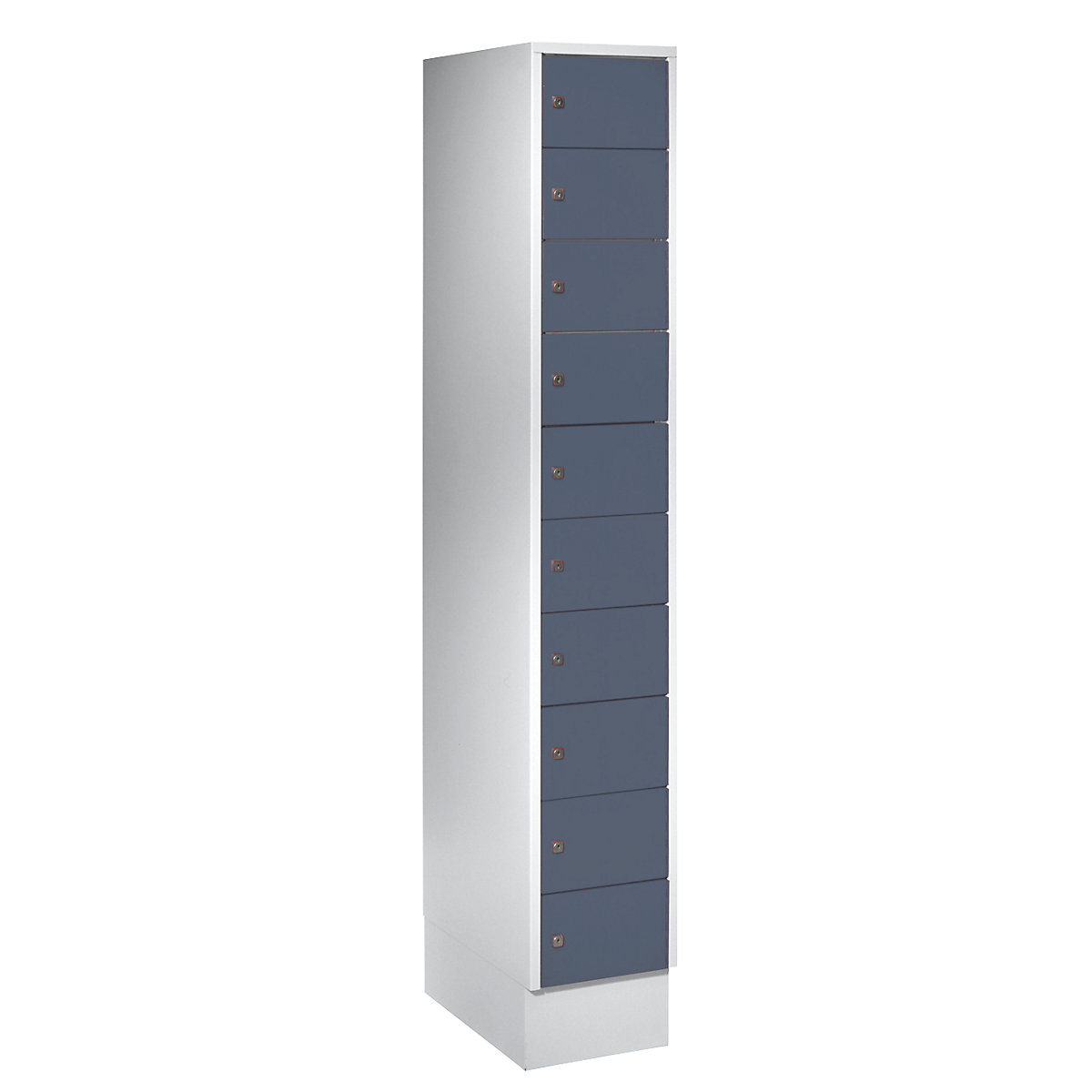 Wolf Kleingefachschrank, 10 Fächer, HxB 1850 x 300 mm, Türfarbe Blaugrau RAL 7031