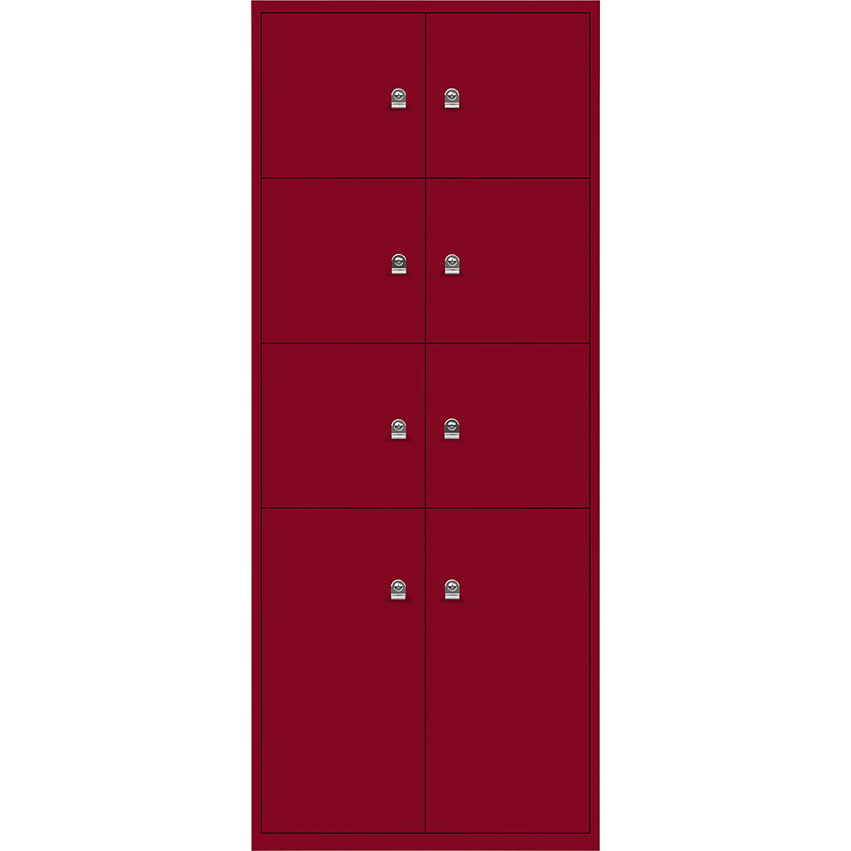 LateralFile™ Lodge BISLEY, mit 8 Schließfächern Höhe 6 x 375 mm, 2 x 755 mm, kardinalrot-12