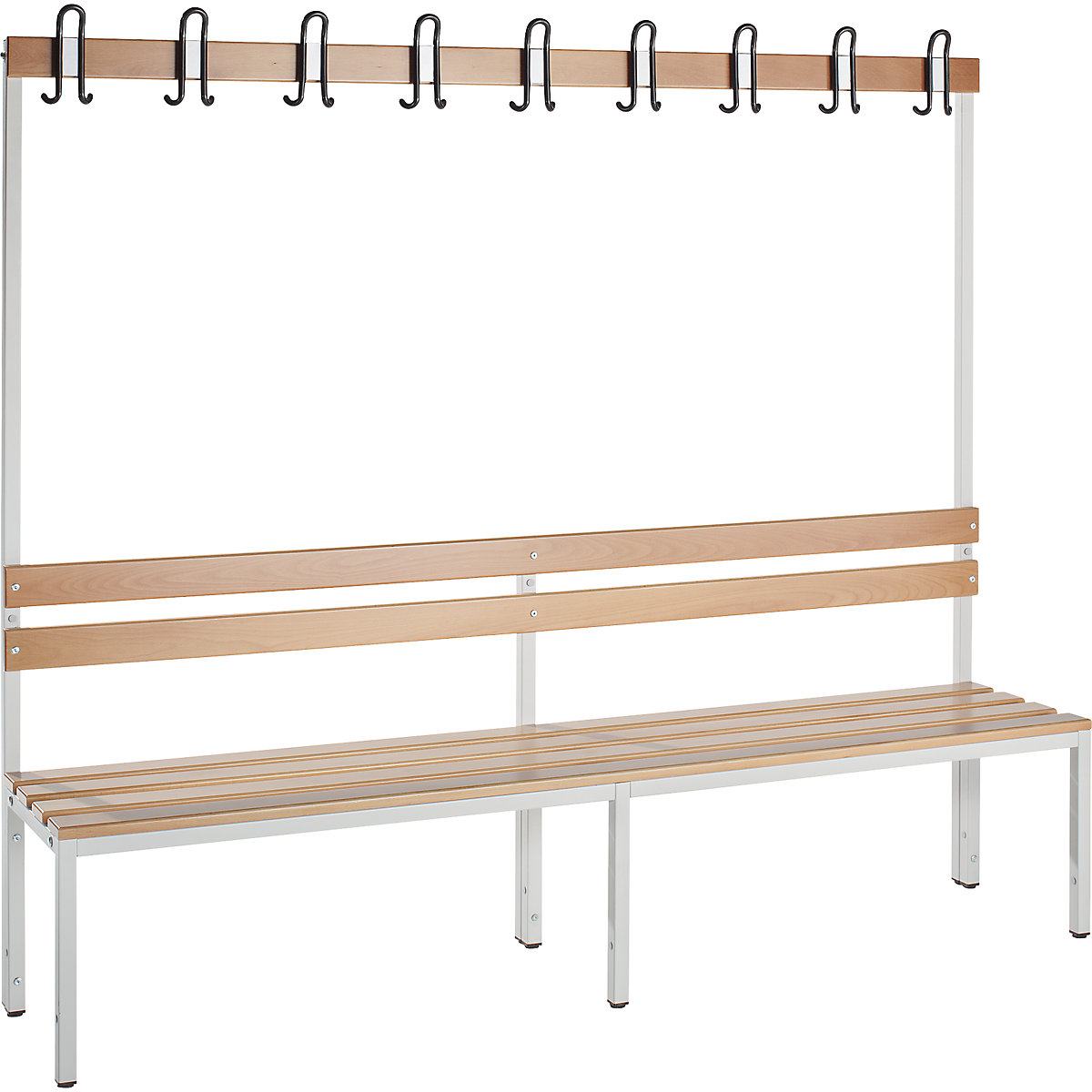 Beech cloakroom bench – eurokraft basic, single sided with back rest, HxD 1700 x 430 mm, length 2000 mm-5