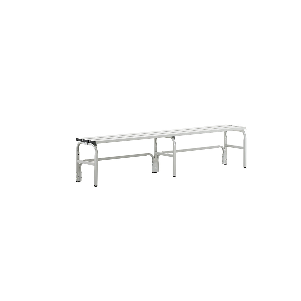 Sypro – Changing room bench made of stainless steel, HxD 450 x 350 mm, length 1500 mm, light grey