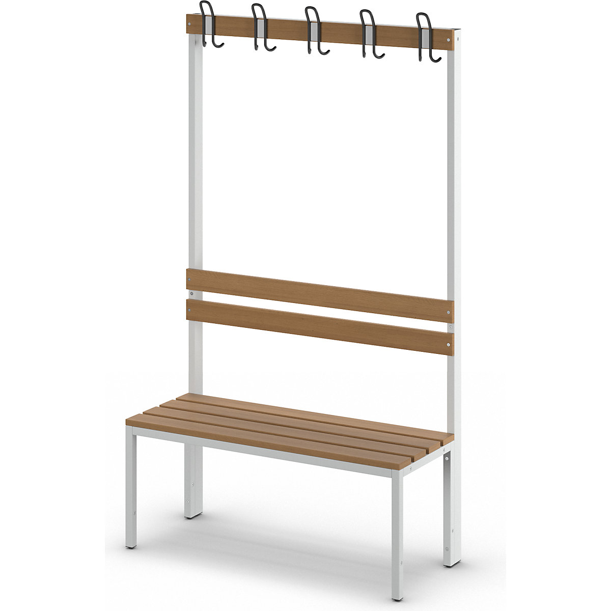 Changing room bench with back rest, single sided – eurokraft basic (Product illustration 8)-7
