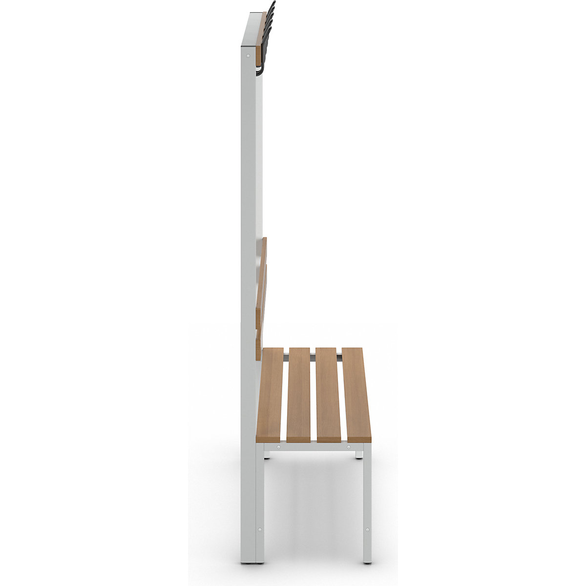 Changing room bench with back rest, single sided – eurokraft basic (Product illustration 9)-8