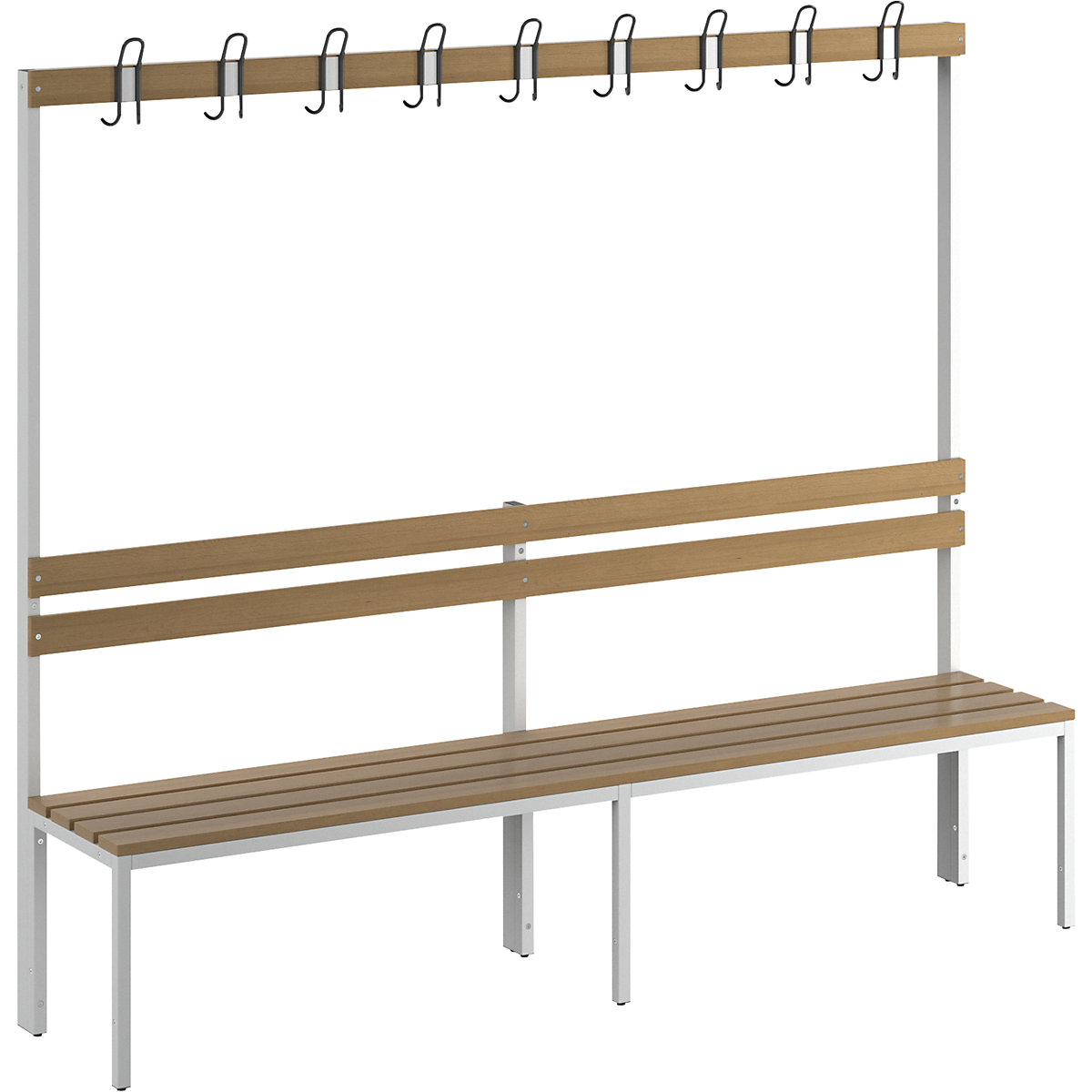 Changing room bench with back rest, single sided - eurokraft basic