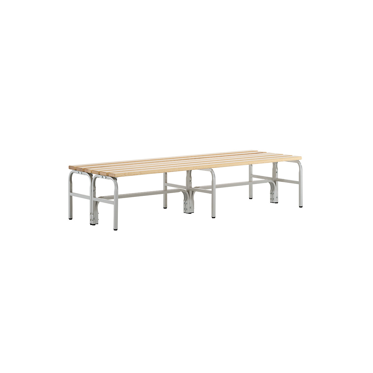 Sypro – Cloakroom bench, double sided, pine wood slats, length 2000 mm