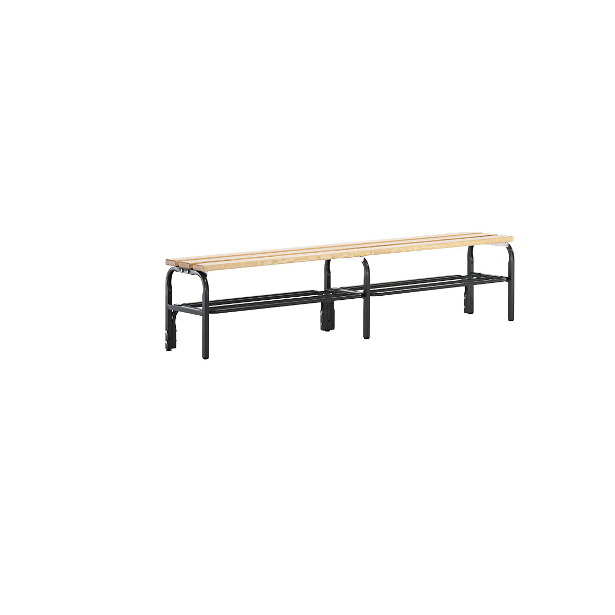Sypro – Cloakroom bench, single sided, with shoe rack, length 1500 mm, charcoal