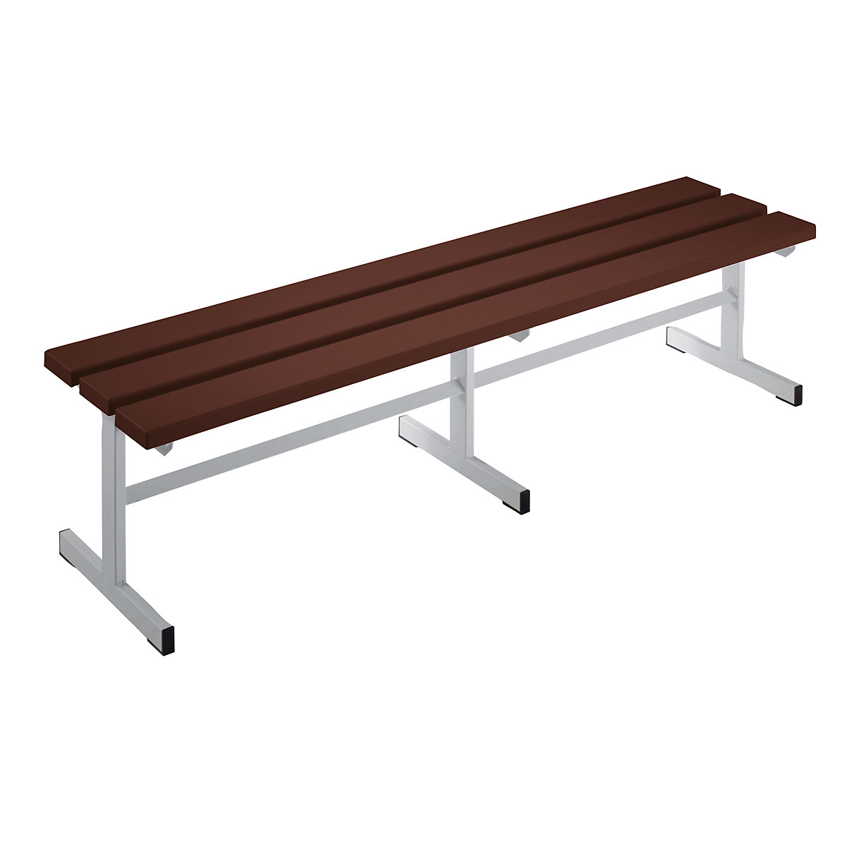 Wolf – Cloakroom bench, single sided seat, brown, 1500 mm length