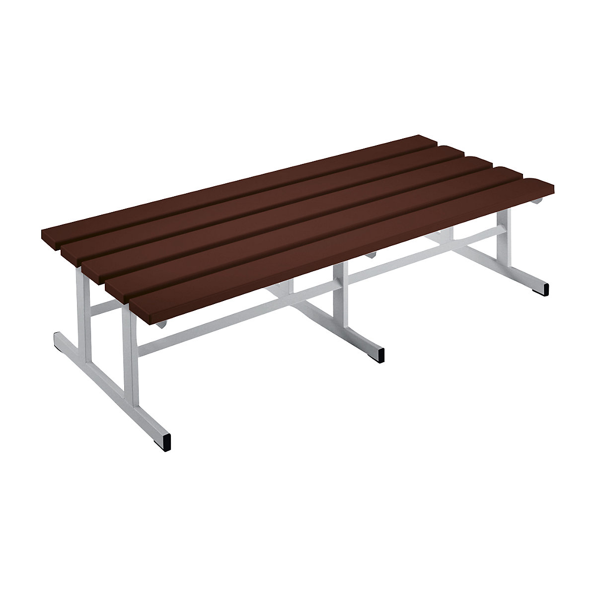 Wolf – Cloakroom bench, double sided seat, brown, 1500 mm length