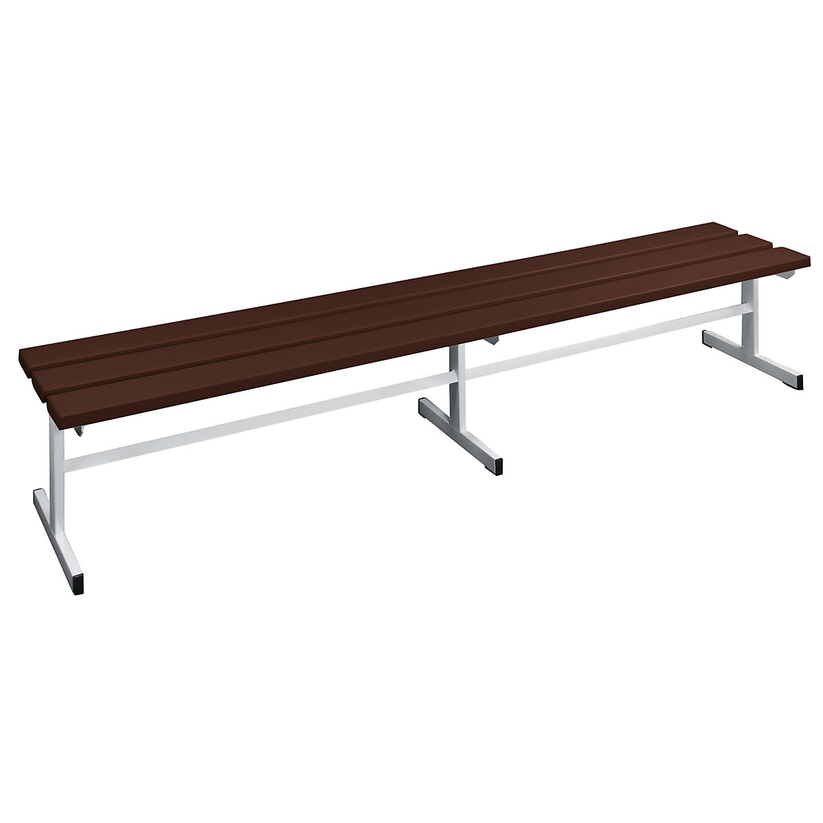 Wolf – Cloakroom bench, single sided seat, brown, 2000 mm length