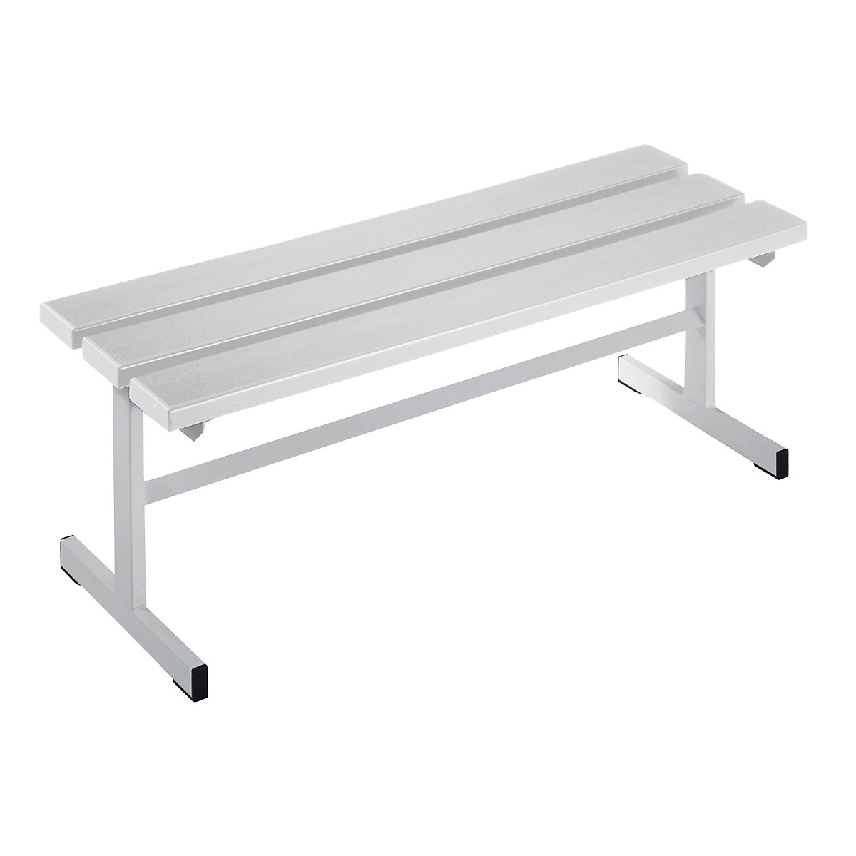 Wolf – Cloakroom bench, single sided seat, light grey, length 1000 mm