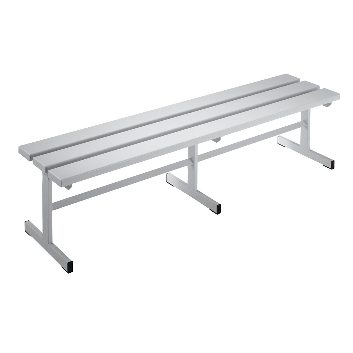Wolf – Cloakroom bench, single sided seat, light grey, 1500 mm length