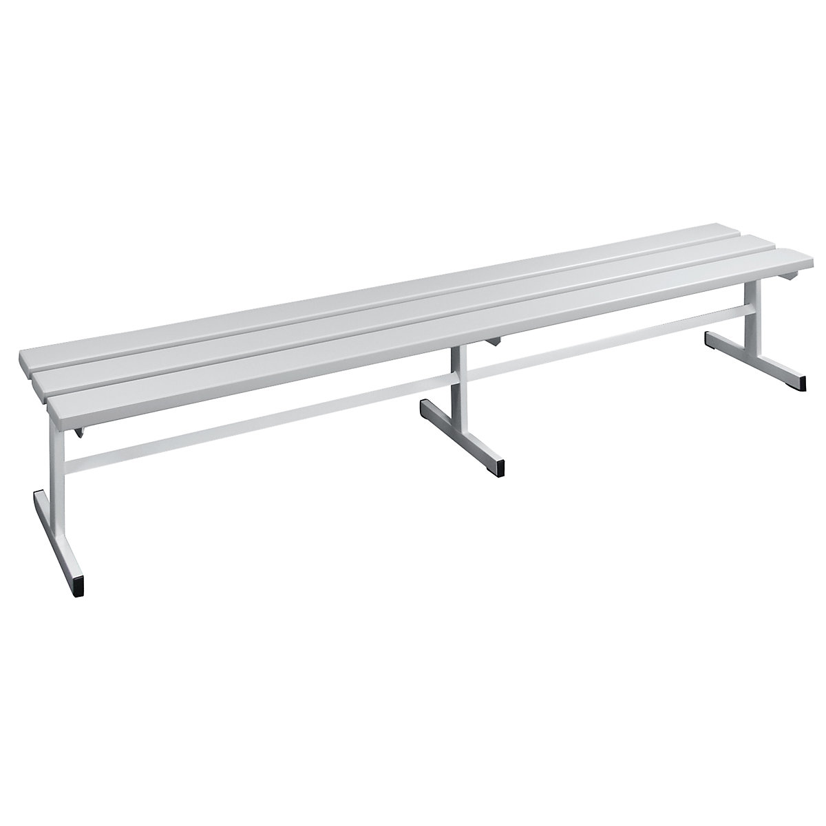 Wolf – Cloakroom bench, single sided seat, light grey, length 2000 mm