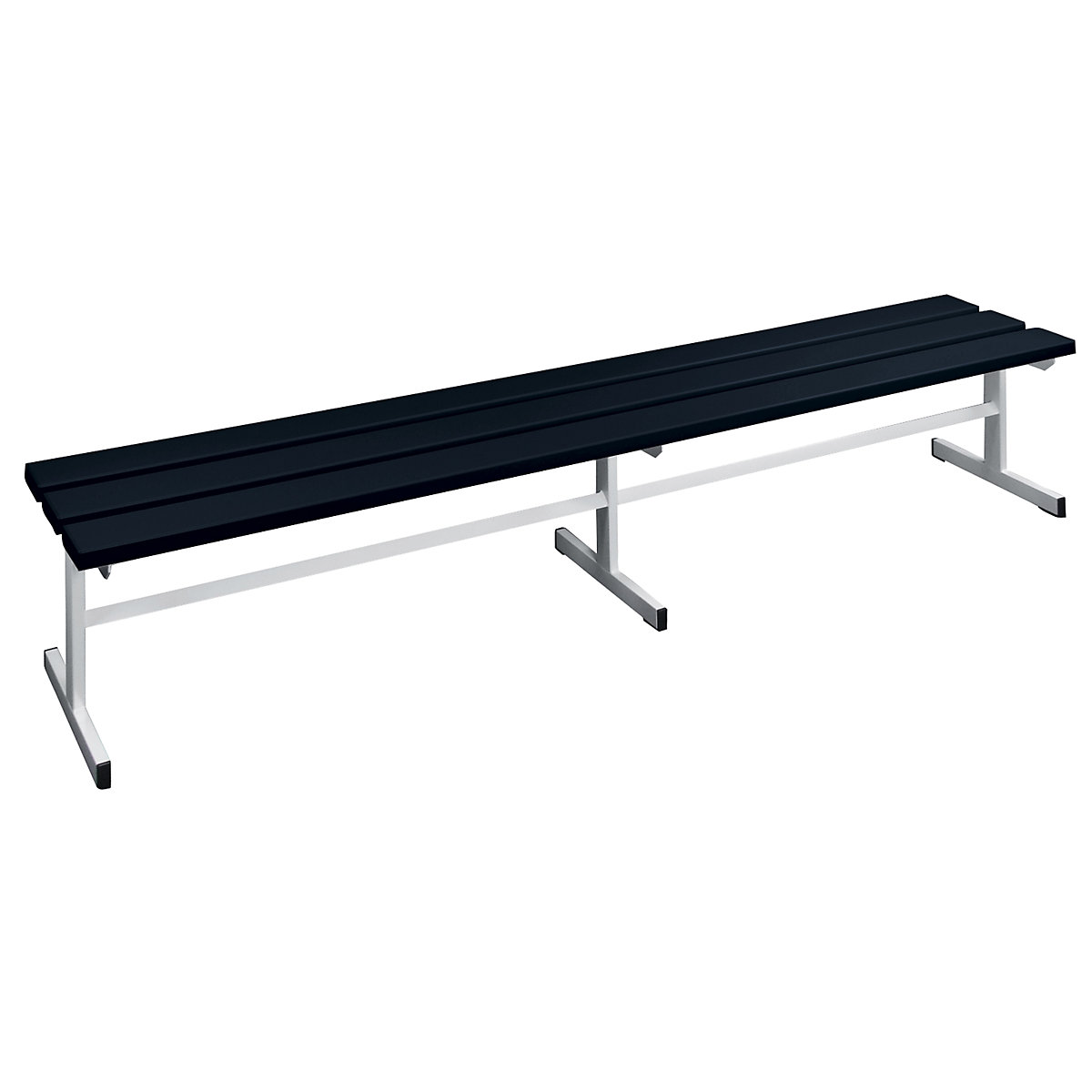 Wolf – Cloakroom bench, single sided seat, black, 2000 mm length