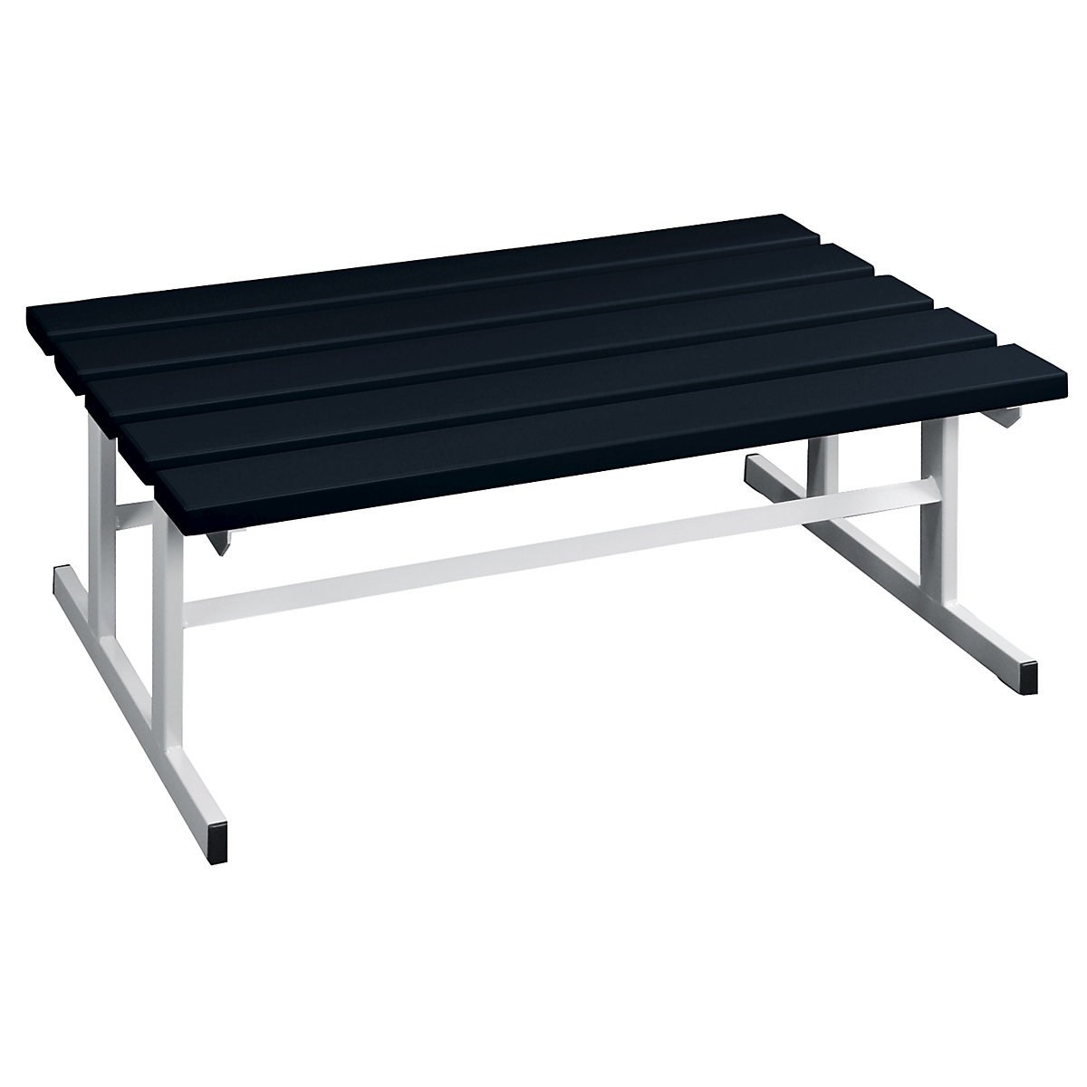 Cloakroom bench – Wolf, double sided seat, black, 1000 mm length-9
