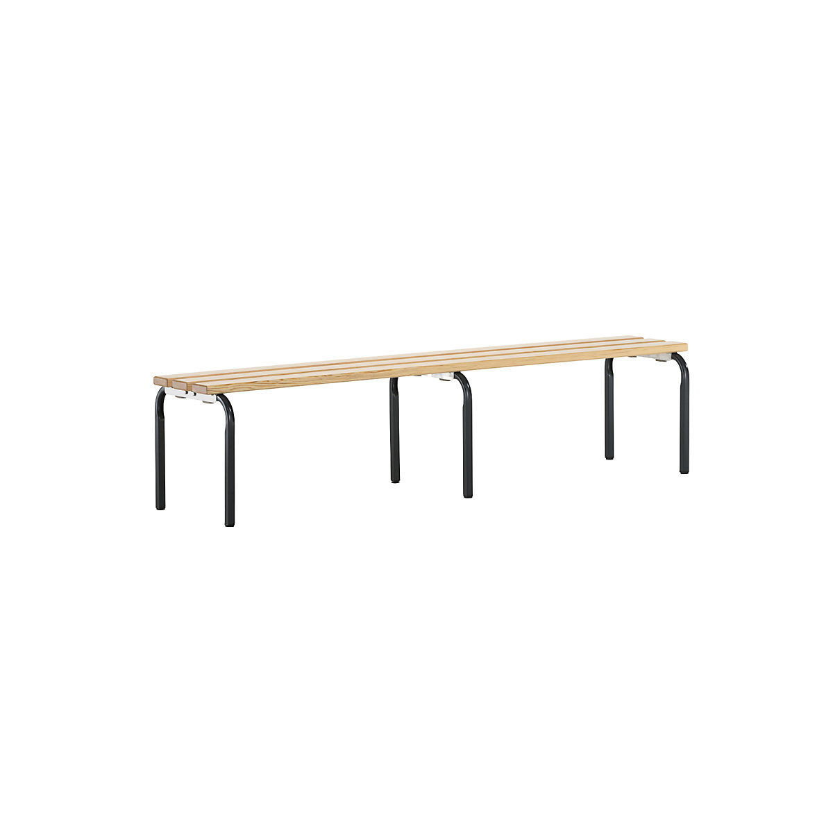 Sypro – Cloakroom bench, stackable, pine wood slats, length 2000 mm, charcoal frame
