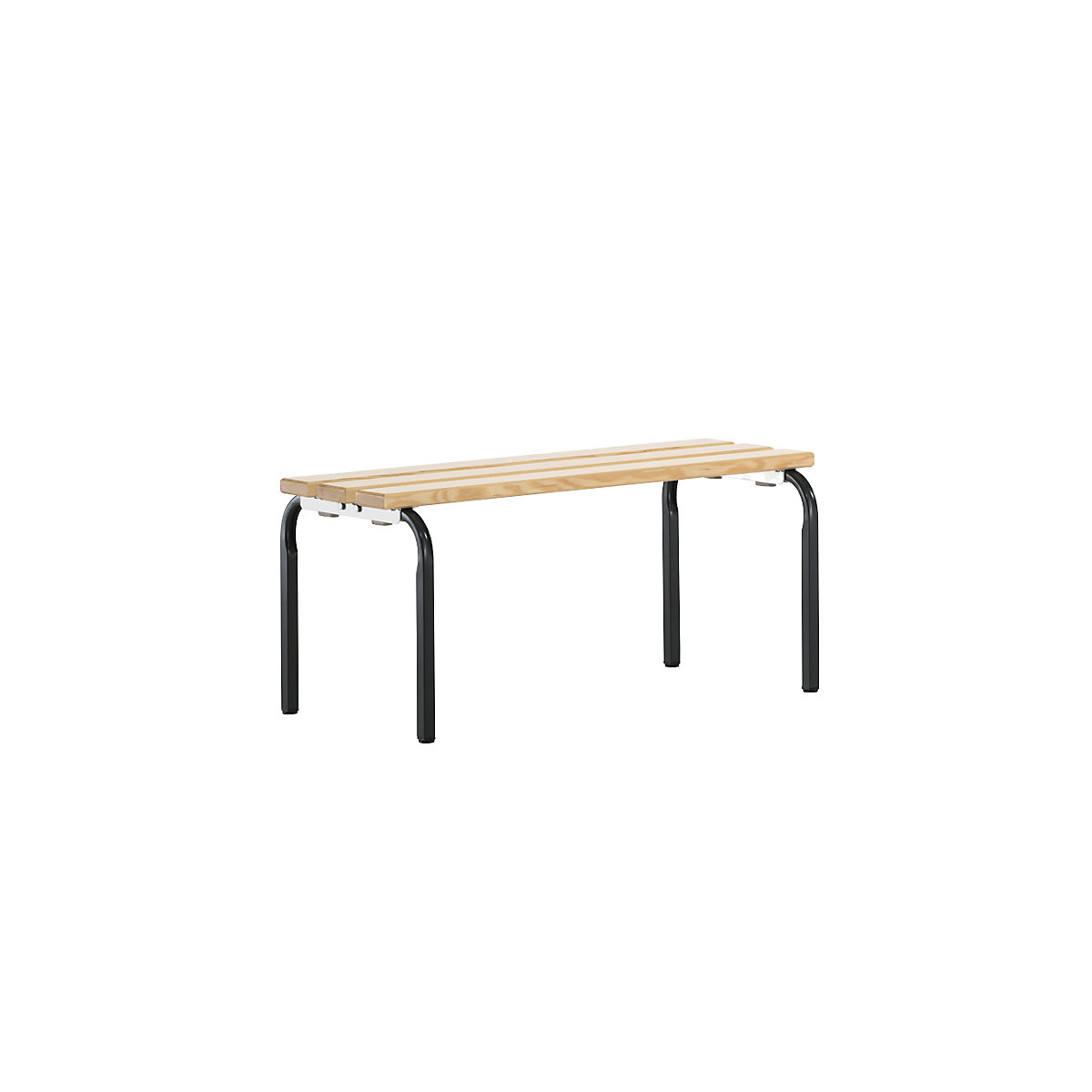 Cloakroom bench, stackable – Sypro, pine wood slats, length 1015 mm, charcoal frame-4