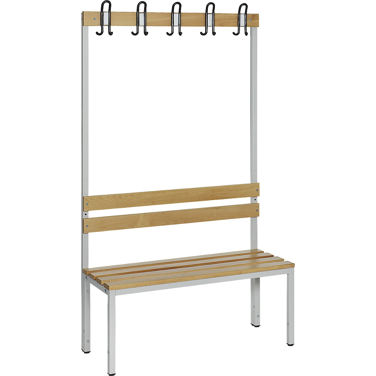 Cloakroom bench with back rest, single sided - eurokraft basic