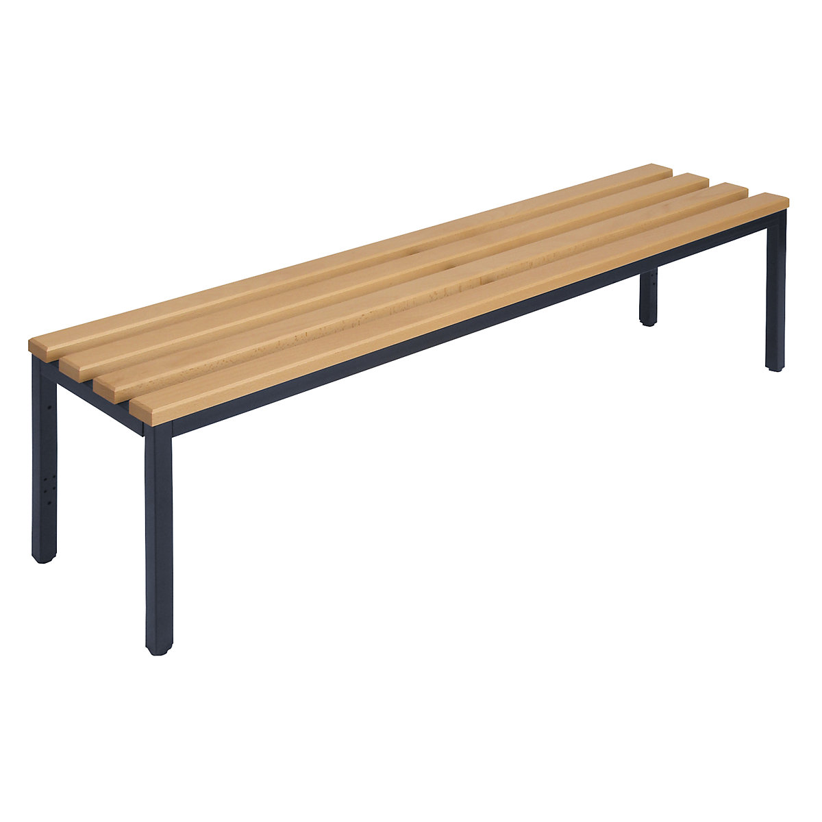 Wolf – Cloakroom bench without back rest, beech wood slats, length 1500 mm