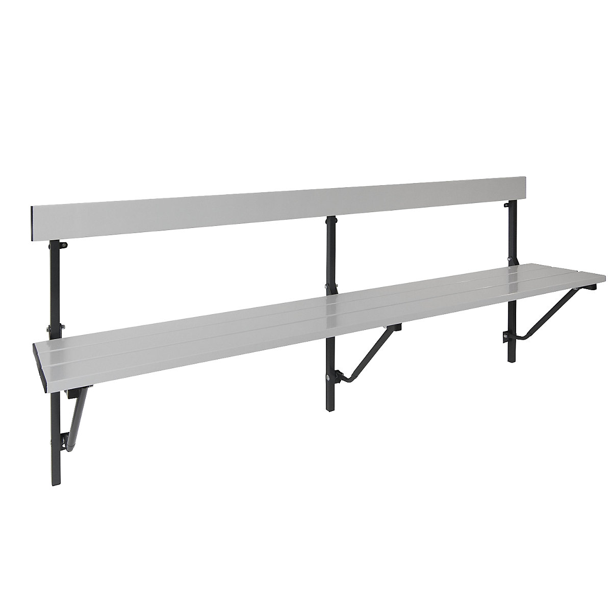 Folding wall-mounted bench – Sypro, folding, length up to 2000 mm, with aluminium slats-4