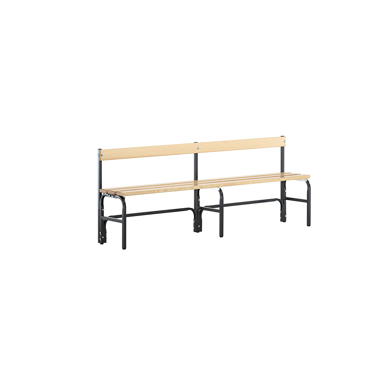 Half height changing room bench with back rest, single-sided - Sypro