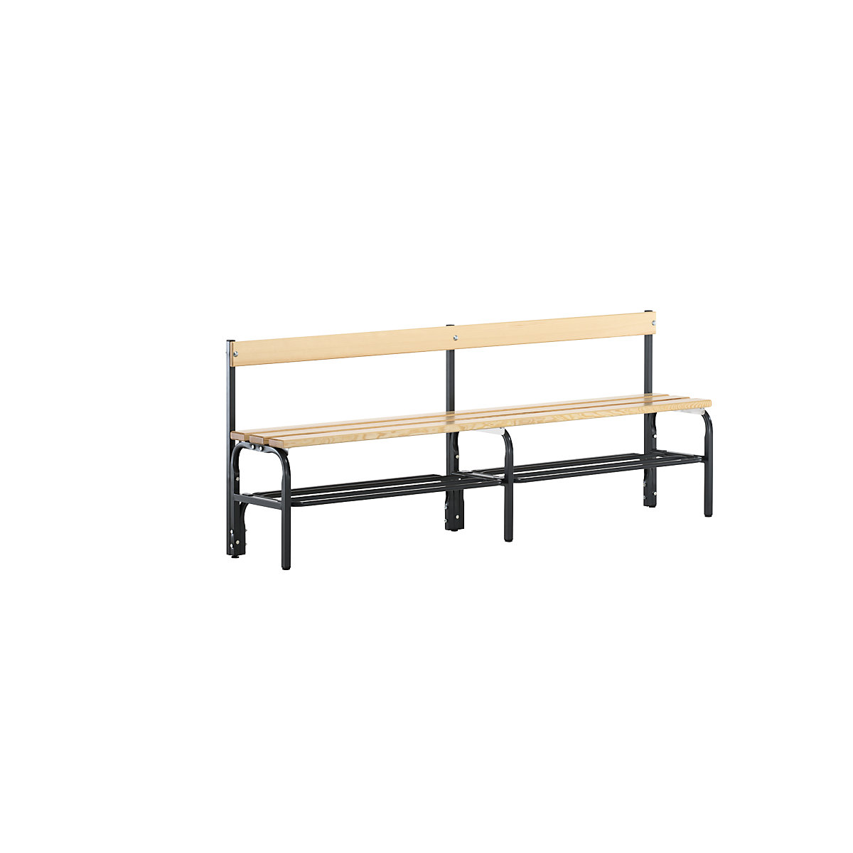Half height changing room bench with back rest, single-sided - Sypro